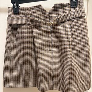 Maje Houndstooth Brown Skirt